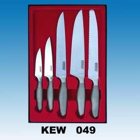 Набор кухонных ножей 5 предмета | Серая матовая ручка песочного цвета