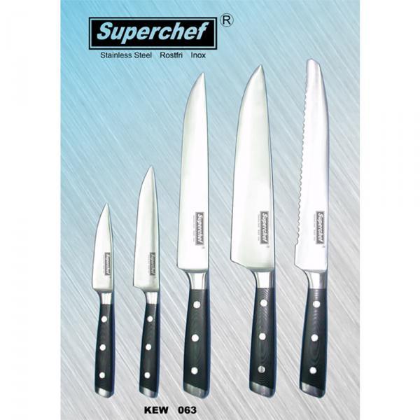 Набор кухонных ножей 5 предмета | Ручка с тройной заклепкой из микарты