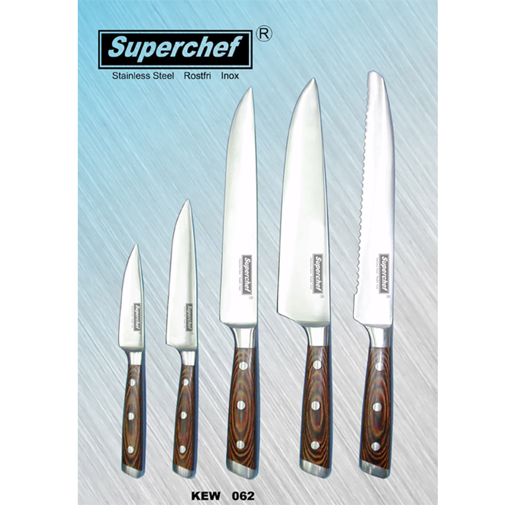 5-pc Kitchen Knife Set | Forged Triple Rivet Pakka Handle(KEW-062