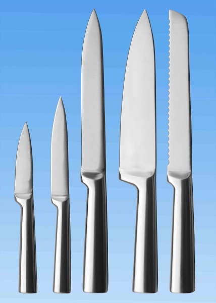 Küchenmesser-Set 5-teilig | Alle Edelstahl | Gerader Griff