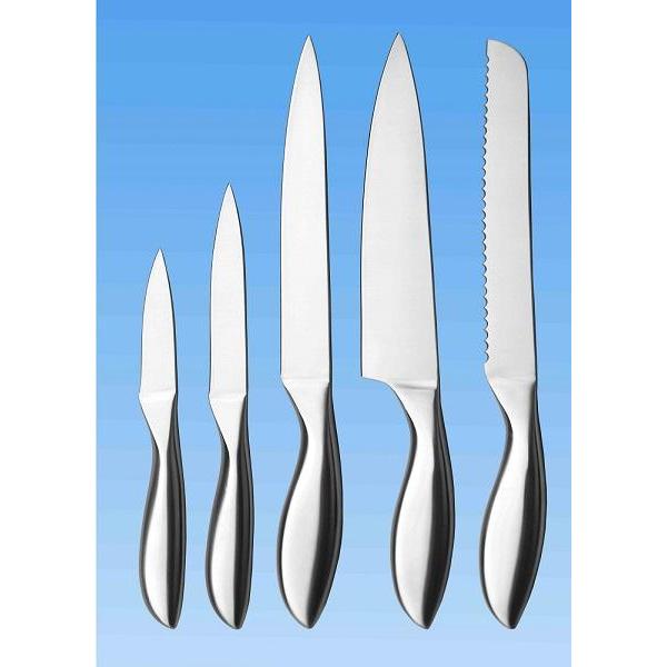 Küchenmesser-Set 5-teilig | Alle Edelstahl | Fischbauch Form Griff