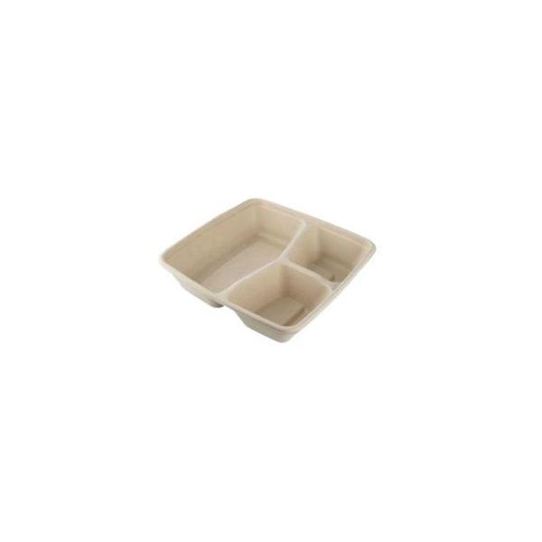 CS1000-3 Contenedor Compostable de Pulpa Natural y Bagazo | 3 Compartimentos