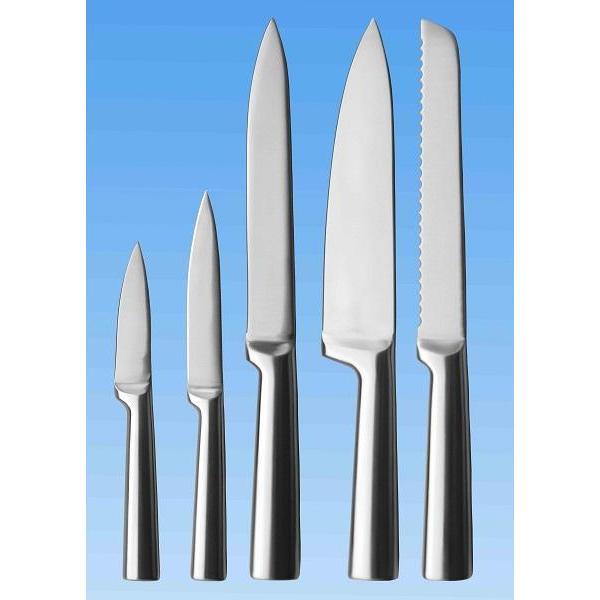 Set de 5 couteaux de cuisine tout inox | Manche droite