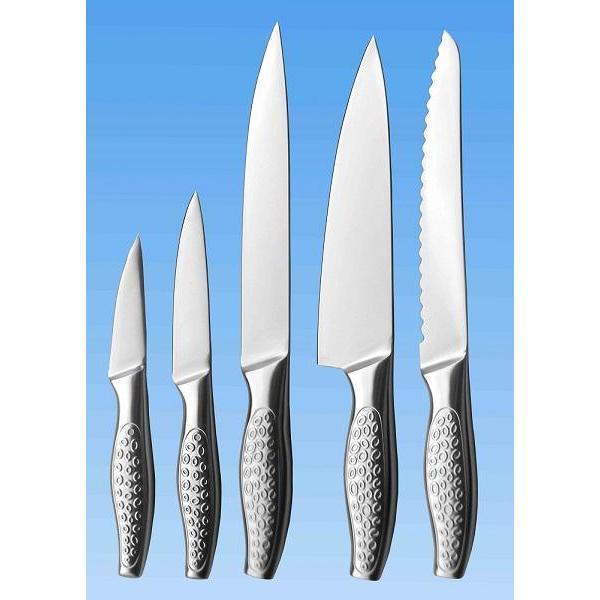Set de 5 couteaux de cuisine tout inox | Manche avec motif