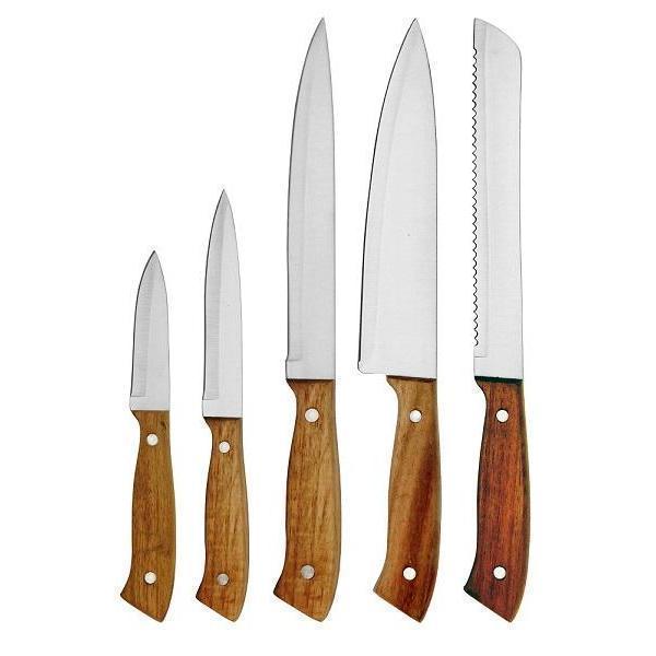 Set de 5 couteaux de cuisine | Manche en bois d'acacia