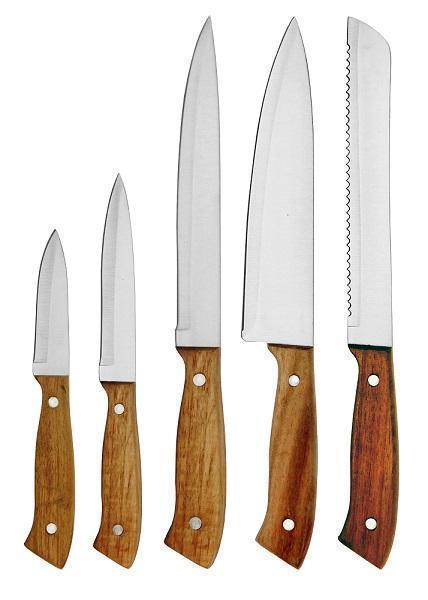SET DI COLTELLI DA CUCINA 5 PEZZI | MANICO IN LEGNO DI ACACIA