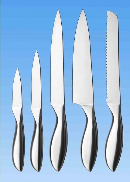 5-pc Kitchen Knife Set | All Stainless | Fish Belly Shape Handle